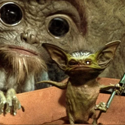 Image similar to a film still of a gremlin in star wars realistic, detailed