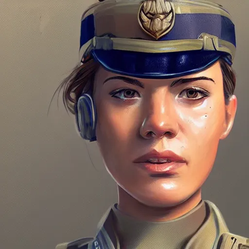 Image similar to a selfie of an upbeat female military soldier, highly detailed, digital painting, artstation, concept art, smooth, sharp focus, illustration