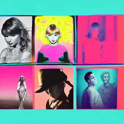 Image similar to a neon album cover for Taylor Swift