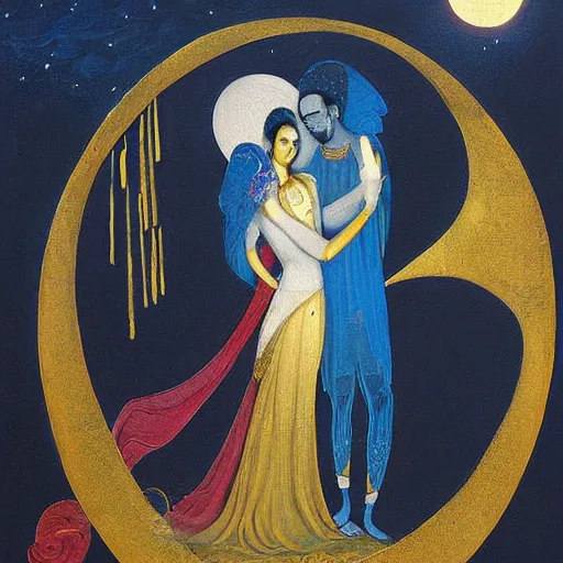 Prompt: the marriage of the moon and the sun, ghospel painting, renascentist