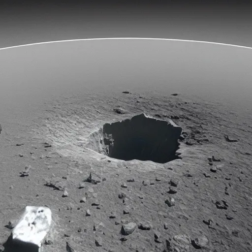 Prompt: a large nuclear crater in manhattan, realistic, taken on a ww 4 camera.