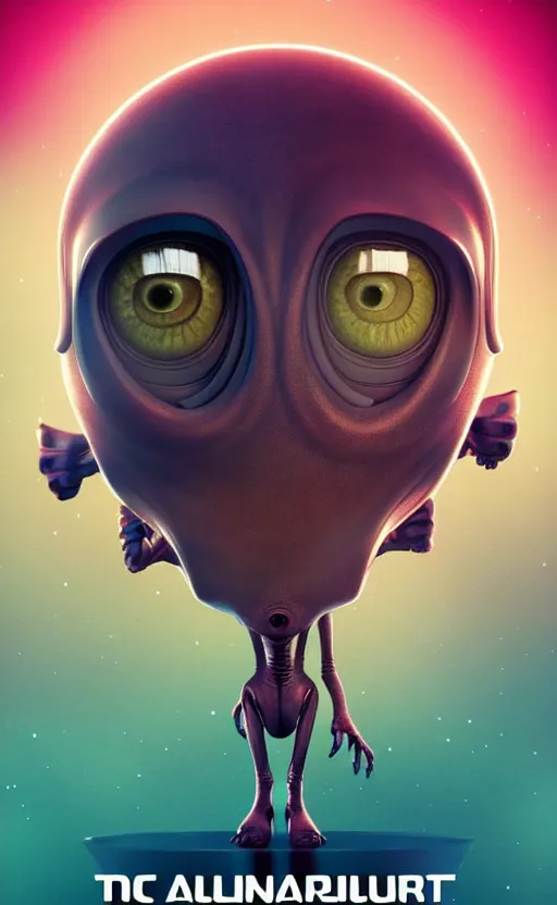 Image similar to cute, imaginative, alien poster art, movie art, alluring, by lucusfilm, weta studio, 8 k, denoised