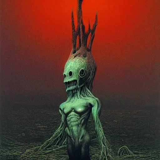 Prompt: creepy monster, fantasy art, by zdzisław Beksiński, dark, digital art