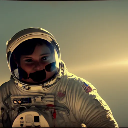 Image similar to front-facing portrait of an astronaut entering heaven with a broken air ship, cinematic lighting, epic