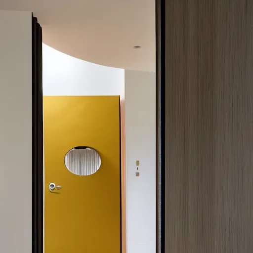 Prompt: a banana shaped doorway, unconscious design, interior design ; unconscious design