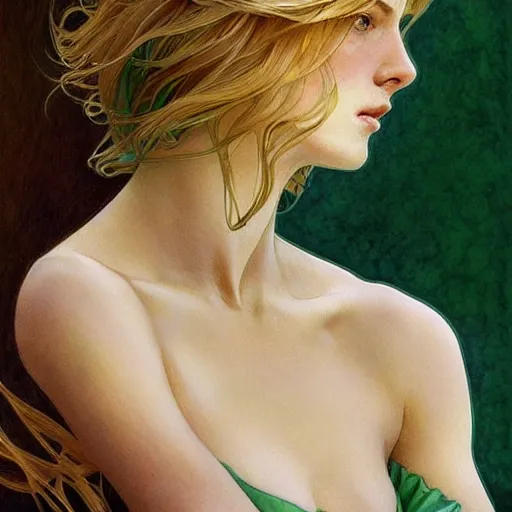 Image similar to teen boy, middle length hair, blonde hair, green eyes, gorgeous, amazing, delicate, feminine, elegant, intricate, highly detailed, watercolor, portrait, artstation, concept art, sharp focus, illustration, art by artgerm and greg rutkowski and alphonse mucha