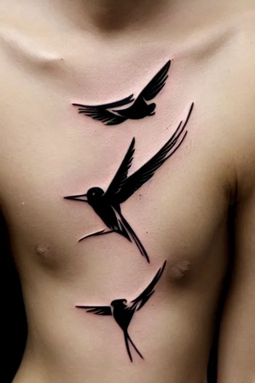 Image similar to a beautiful tattoo design of minimalist swallows flying into spherical lines and simple basic shapes, black ink, abstract logo, line art