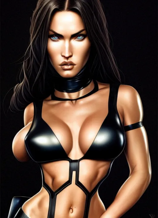 Image similar to symmetry!! gantz portrait of megan fox as talia al ghul, unholy, intricate, highly detailed, dynamic lighting, digital art, digital painting, artstation, terence nielsen, sharp focus, illustration, art by artgerm and greg rutkowski and moebius, 8 k