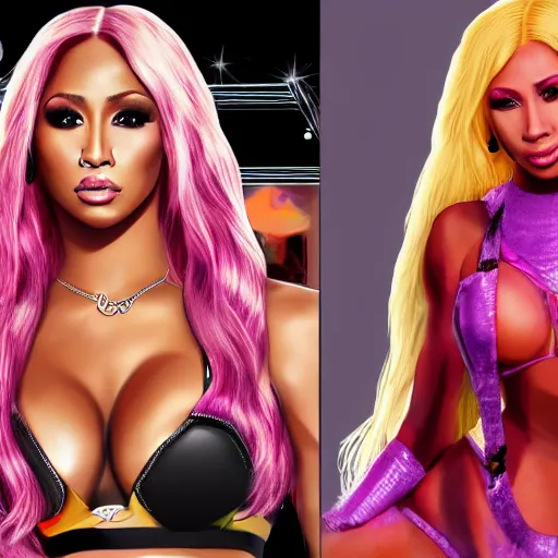 Prompt: carmella from wwe and nicki minaj, digital art, 8 k, artstation