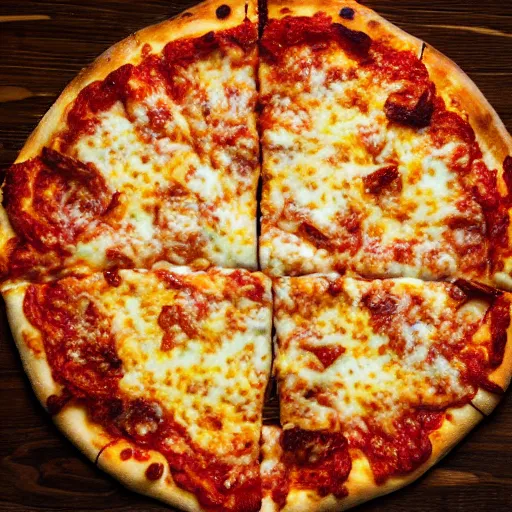 Prompt: a photograph of a cheese pizza, 8 k, mouthwatering, award - winning photography,