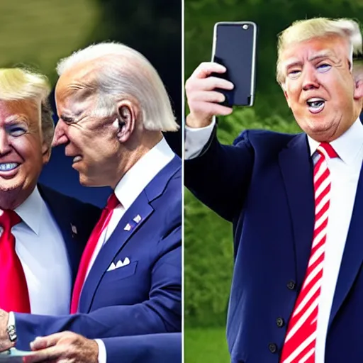 Image similar to joe biden and donald trump taking selfies