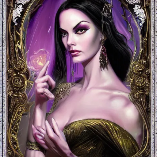Prompt: An extremely ornate portrait of a Liliana Vess, ultradetailed, intricate, elegant, digital art painting, smooth, sharp focus, magazine art cover illustration, regal, award winning picture, extremely detailed masterpiece, sense of awe, featured on Artstation, Artgerm, magic the gathering, mtg, D&D, dungeons and dragons,8K detail post-processing