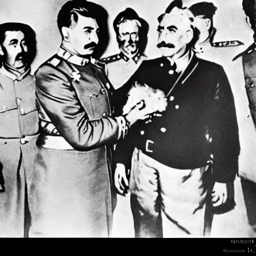 Image similar to Joseph Stalin friendship with dragon,