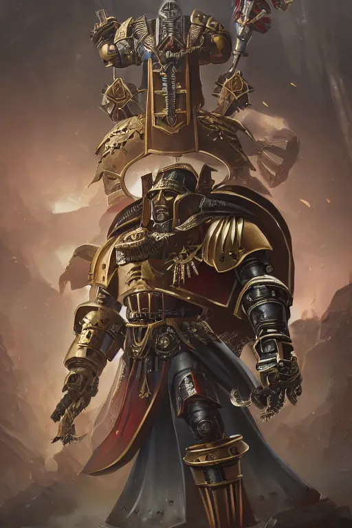 Image similar to armor portrait heros warhammer 4 0 k horus heresy fanart - the primarchs emperor by johannes helgeson animated with vfx concept artist & illustrator global illumination ray tracing hdr fanart arstation zbrush central hardmesh 8 k octane renderer comics stylized