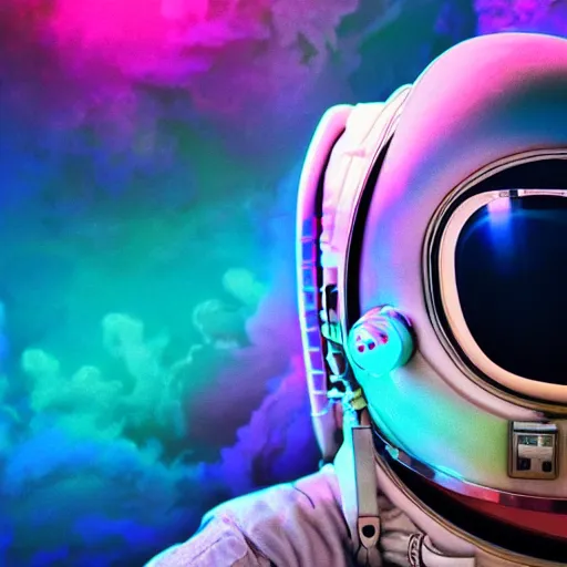 Image similar to rainbow vapor wave astronaut movie still, cinematic, photorealistic, extreme detail, sharp focus, 8 k, intricate, hyper detailed, realistic, cinematic lighting