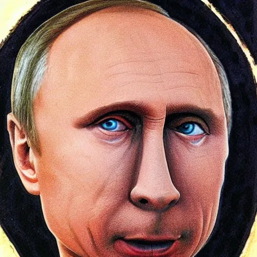 Image similar to portrait by giger of vladimir putin who became an ugly retarded lovecraftian monstrosity, photo - realistic, color image, 2 k, highly detailed