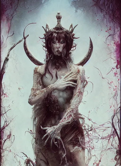 Prompt: white rabbit the magician tarot card, highly detailed, cinematic, 8 k, by stanley artgermm, tom bagshaw, greg rutkowski, carne griffiths, ayami kojima, beksinski, giger, trending on deviantart, hyper detailed, horror, full of colour