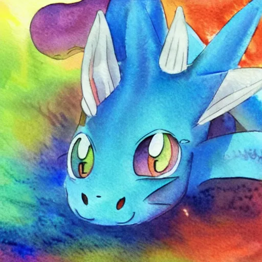 Prompt: Watercolour painting of a vaporeon from pokemon, art