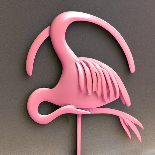 Prompt: flamingo metal sculpture photorealistic 4K