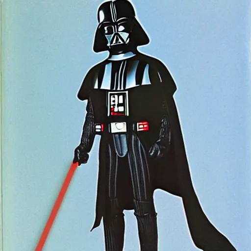 Image similar to Darth Vader 70's fashion magazine