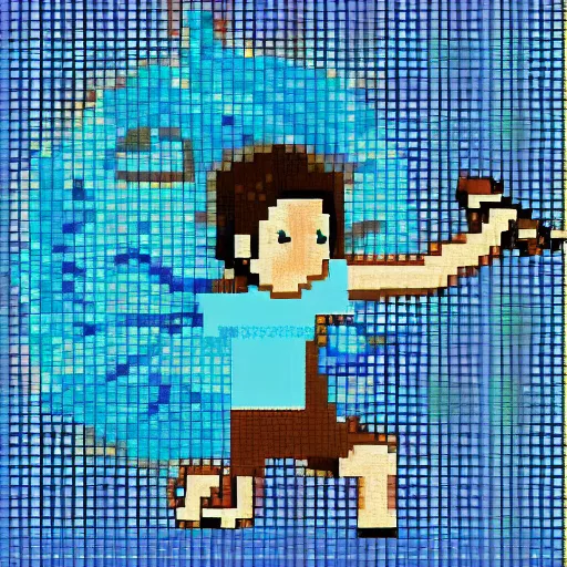 Image similar to pixel art of percy jackson