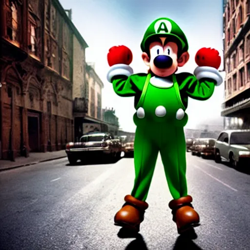 Image similar to uhd candid photo of hyperdetailed anthony fauci dressed as luigi. correct face, cinematic lighting, photo by annie leibowitz, and steve mccurry.