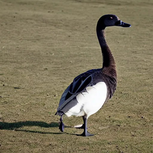 Prompt: photo of a goose wearing knight armor