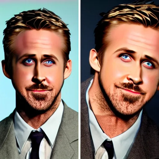 Prompt: ryan gosling morphing into a cat