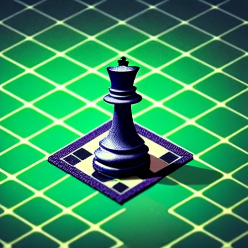 Image similar to vintage instamatic photo of a queen chess piece painted with laser dots, Puddles, Isometric 3D, smooth 3D Illustration, Cinematic Matte Painting, soft render, volumetric lighting ,