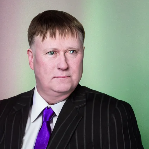 Prompt: augustus aloysius corporate portrait, senior sales marketing acquisitions ceo executive vp, purple green color scheme, professional studio lighting, hyperreal detailed lifelike facial features, corporate portraiture photographed by david lynch