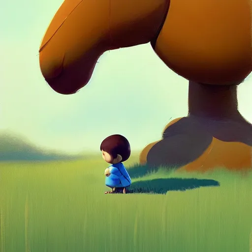 Image similar to goro fujita ilustration a little baby in the field by goro fujita, painting by goro fujita, sharp focus, highly detailed, artstation