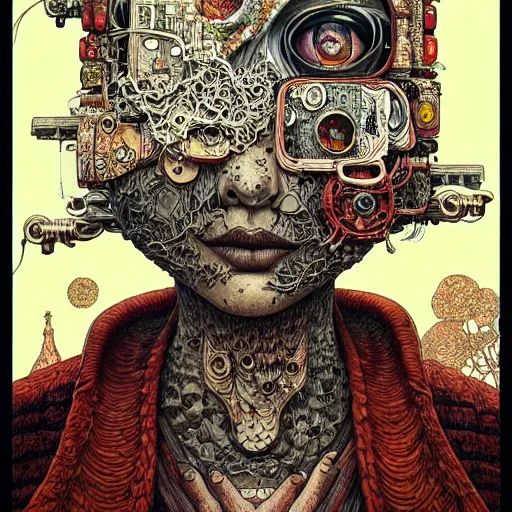 Prompt: portrait painted in jacek yerka style drawn by vania zouravliov and takato yamamoto, inspired by cyberpunk, intricate acrylic gouache painting, high detail, sharp high detail, artstation