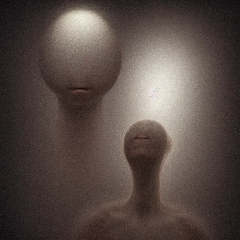 Image similar to surreal portrait of ribbed alien by m c escher, soft grainy bloom lucid dream - like atmosphere, harsh flash photo at night, baroque painting, perfect composition, detailed octane render trending on artstation, 8 k artistic photography, volumetric cinematic perfect light, chiaroscuro, masterpiece, raphael, caravaggio, beksinski, rutkowski, beeple