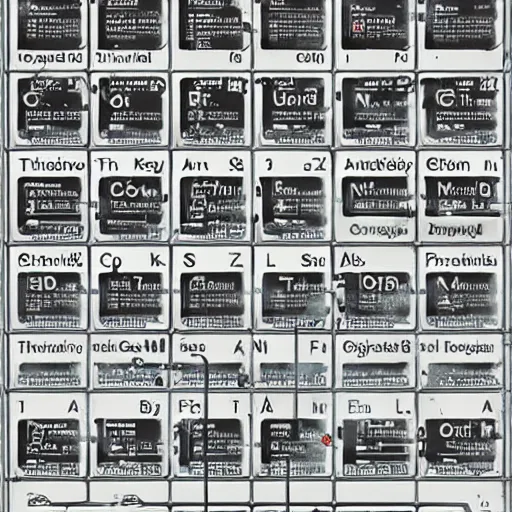 Image similar to Poster of a crazy periodic table from a different universe in the style of portal2, digital art, astonishing great details, award winning, high res