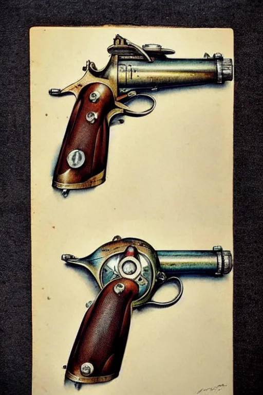 Image similar to ( ( ( ( ( 1 9 5 0 s retro raygun pistol. muted colors. ) ) ) ) ) by jean - baptiste monge!!!!!!!!!!!!!!!!!!!!!!!!!!!!!!