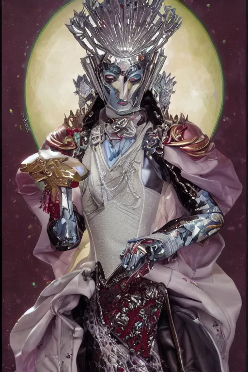 Prompt: portrait of the automaton vampire ruler wearing glitter claymore by artgerm and Craig Mullins, James Jean, Andrey Ryabovichev, Mark Simonetti and Peter Morbacher 16k