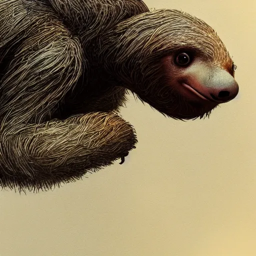 Prompt: a sloth recording voiceover, digital art by łukasz piskorz and patrick mcenvoy and michael komarck, intricate, highly detailed, artstation, concept art, smooth, sharp focus photo centered