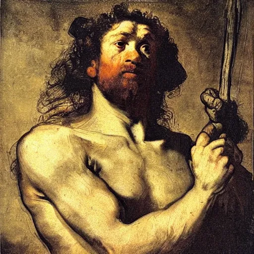 Prompt: hercules by rembrandt