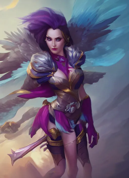 Image similar to quinn, from league of legends, with a falcon landing on her hand, au naturel, hyper detailed, digital art, trending in artstation, cinematic lighting, studio quality, smooth render, unreal engine 5 rendered, octane rendered, art style by klimt and nixeu and ian sprigger and wlop and krenz cushart