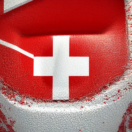 Image similar to Swiss flag torn, highly detailed, poetic, 3D render, digital art, octane render, 8K artistic photography, photo-realistic