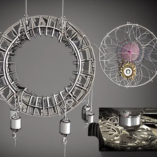 Image similar to high powered next generation industrial mechanical dream catcher, gears and pistons