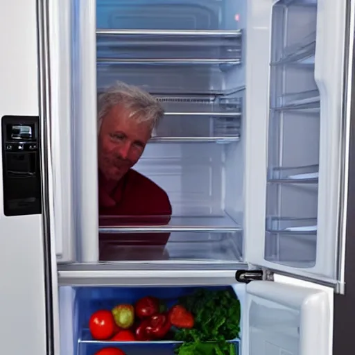 Image similar to man hiding inside a refrigerator