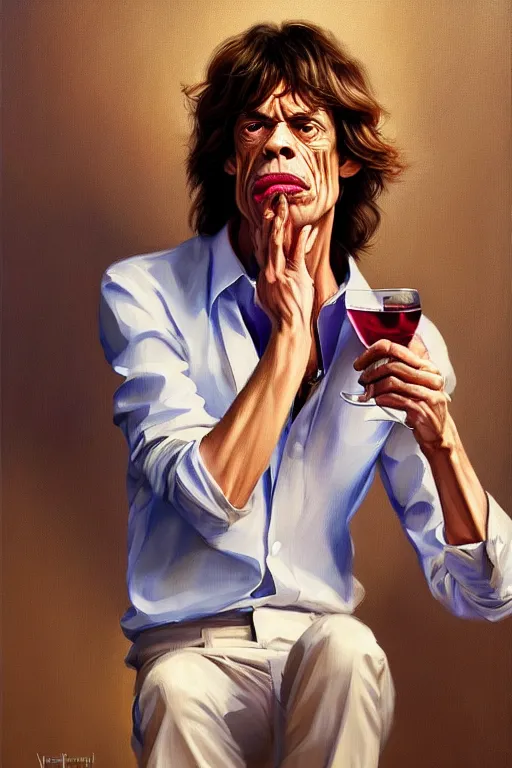 Image similar to mick jagger working in a winery, animation pixar style, by magali villeneuve, artgerm, jeremy lipkin and michael garmash, rob rey and kentaro miura style, golden ratio, trending on art station