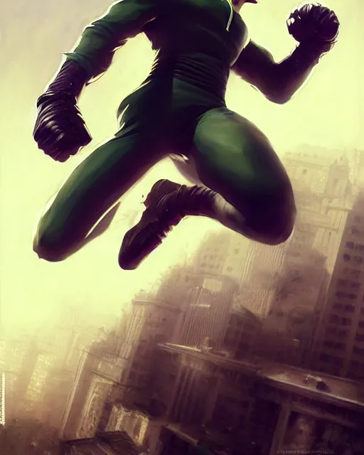 Image similar to gigachad luigi fighting like one punch man in a suit in the matrix, fantasy character portrait, ultra realistic, full body concept art, intricate details, highly detailed by greg rutkowski, ilya kuvshinov, gaston bussiere, craig mullins, simon bisley