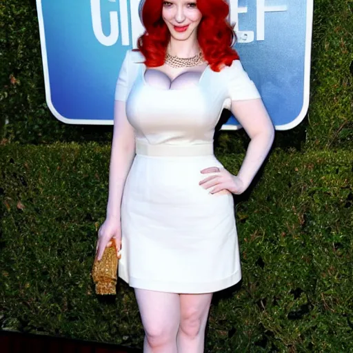 Prompt: christina hendricks with mini skirt,