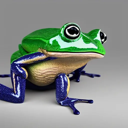 Prompt: a frog dancing with a top hat and a cane photo realistic 8k high resolution