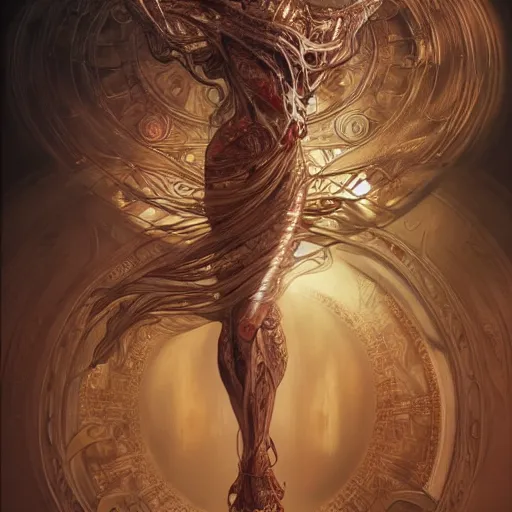 Image similar to whirling ornate intricate portrait of a twisting bloodied filigreed insect, muscles, rippling, warping, ultra realistic, concept art, intricate details, eerie, highly detailed, photorealistic, octane render, 8 k, unreal engine. art by artgerm and greg rutkowski and alphonse mucha