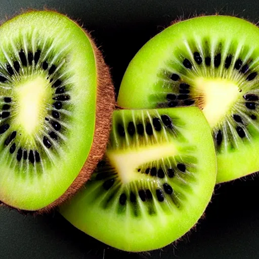 Prompt: Kiwi fruit, kiwi, bird, blended together