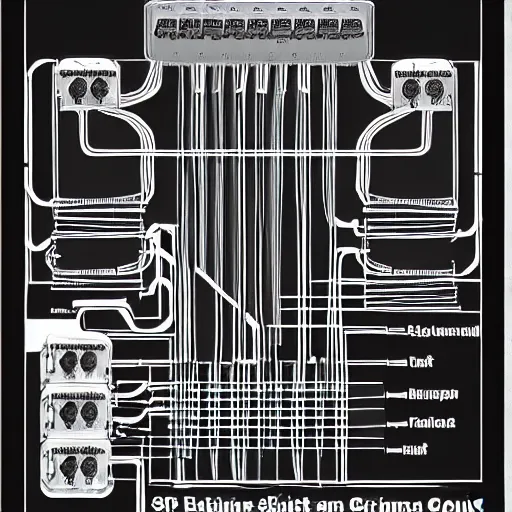 Image similar to wiring schematic of Alex Jones depicting all wires and grounds