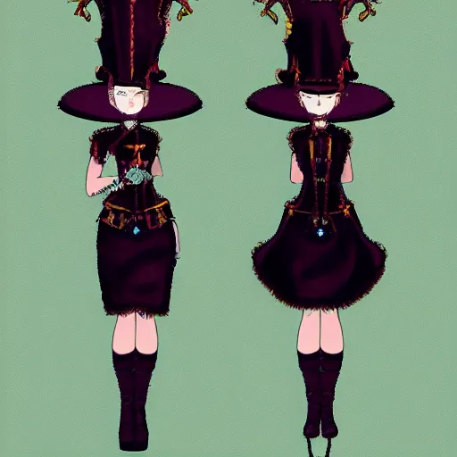 Image similar to clothing design concepts sheet, jester crown tophat,